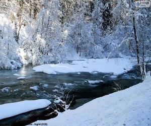 пазл Река зимой